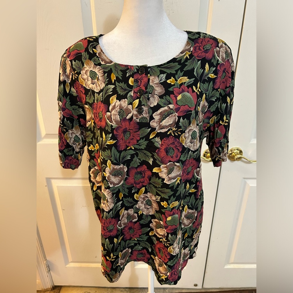 Vintage Modiano floral blouse, size 16